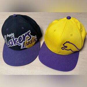 2 Lakers & Puma Purple and Yellow Ball Caps Baseball Hats